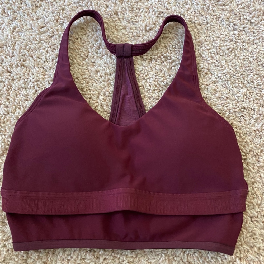 Under Armour Long Line Padded Sports Bra - Size X-Small - Burgundy